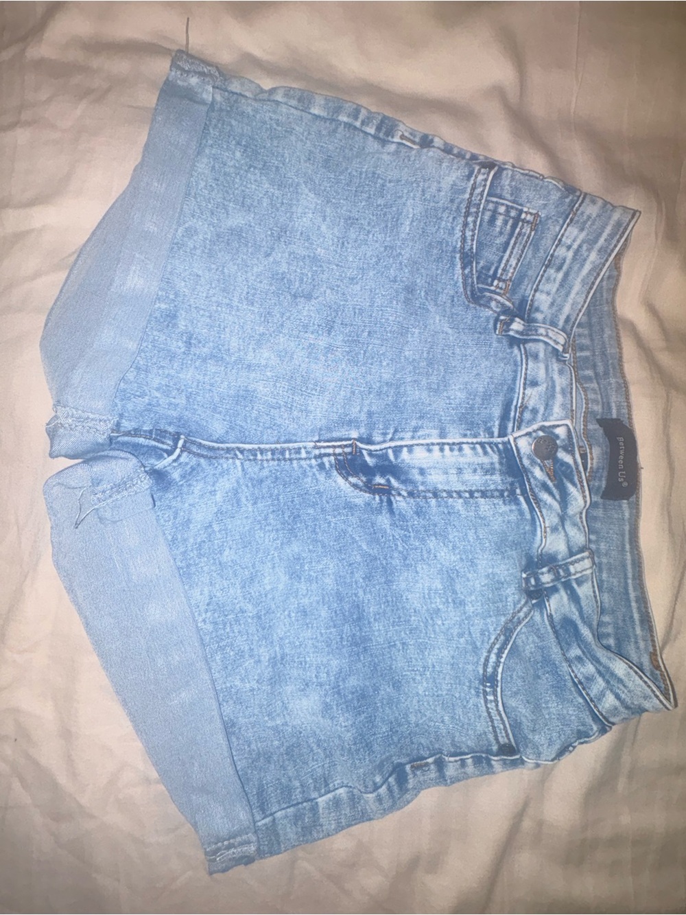 Women's Light Blue High-Rise Denim Shorts